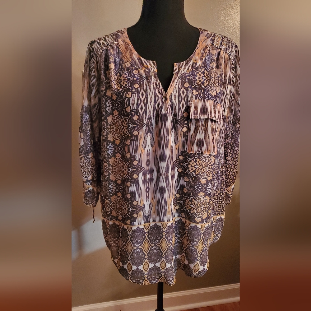 Energe High/Low Multi Color Blouse Size Large